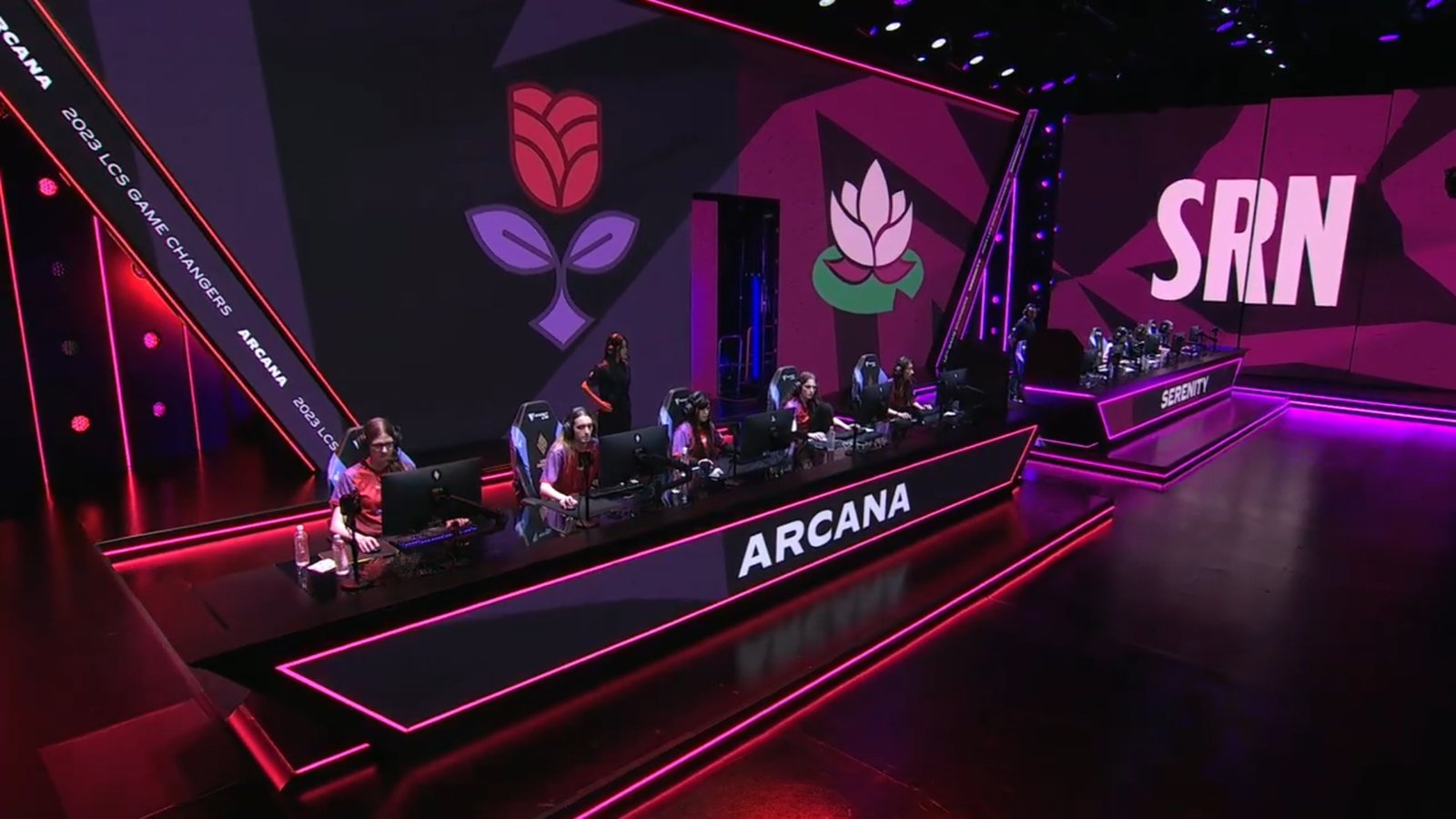 Aquatick competing on the 2023 LCS Game Changers stage with Team Arcana